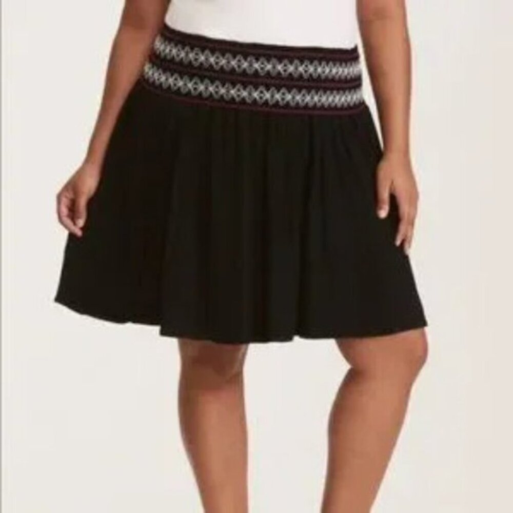 TORRID smocked waist mini skirt with tribal waist print size 1X